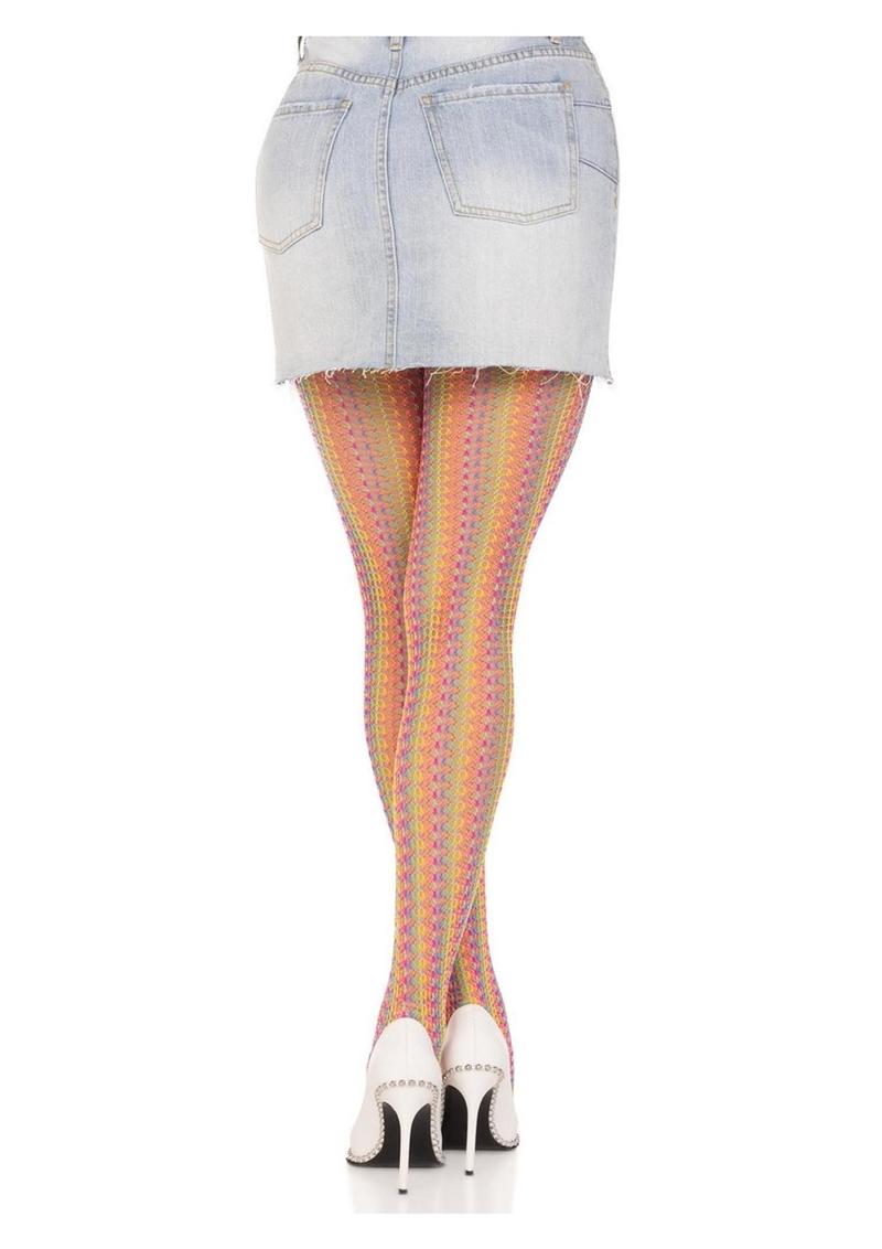 Leg Aventue Rainbow Crochet Net Tights - Multicolor - One Size