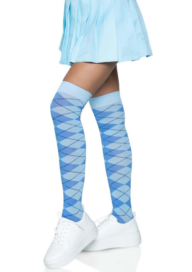 Leg Avenue Argyle Knit Over The Knee Socks