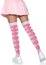 Leg Avenue Argyle Knit Over The Knee Socks - Pink - One Size