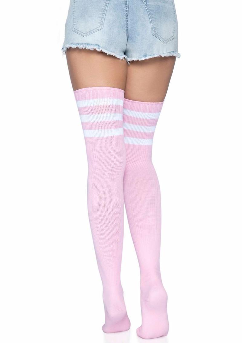 Leg Avenue Athlete Thigh High 3 Stripe Top - Light Pink/Pink - One Size