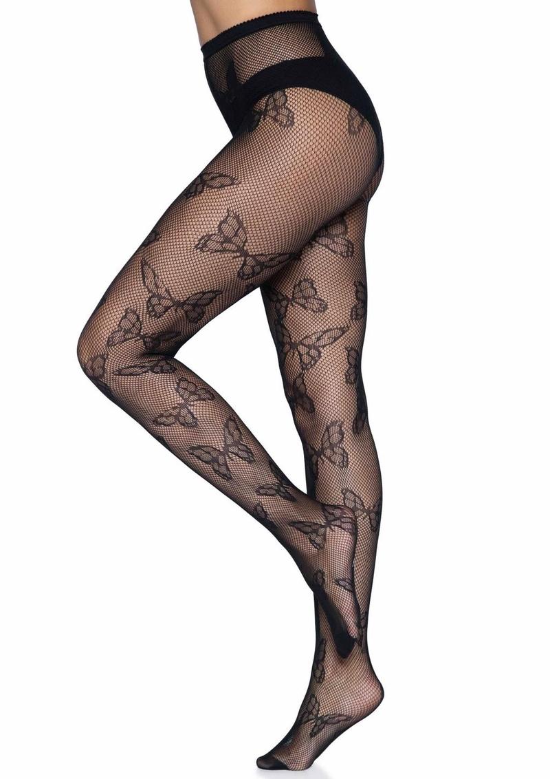 Leg Avenue Butterfly Net Tights - Black - One Size