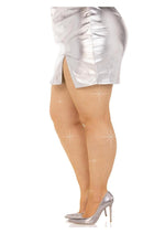 Leg Avenue Fishnet Crystalized Tights with Multi Sized Iridescent Rhinestones - Caramel - Plus Size