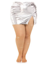 Leg Avenue Fishnet Crystalized Tights with Multi Sized Iridescent Rhinestones - Caramel - Plus Size