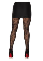 Leg Avenue Garden Rose Lace Tights - Black - One Size