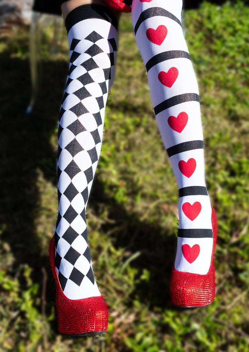 Leg Avenue Harlequin and Heart Thigh High