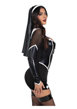 Leg Avenue Holy Hottie Set Boned Garter Dress with Cross Accents and Nun Habit