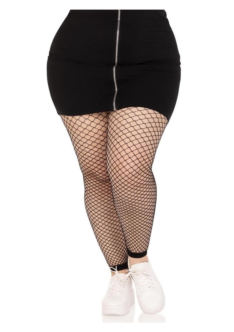 Leg Avenue Industrial Net Footless Tights - 1x-2x - Black