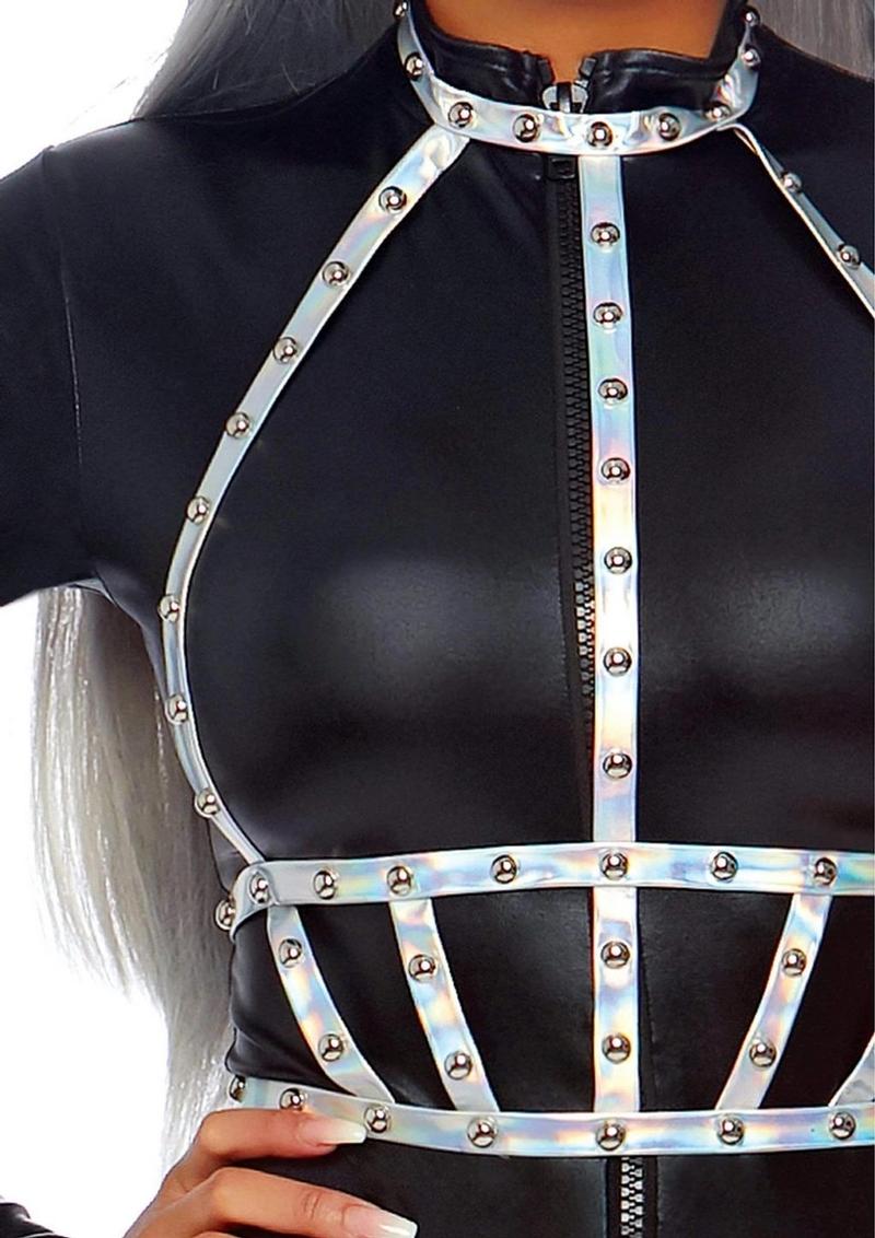 Leg Avenue Iridescent Studded Vinyl Body Harness