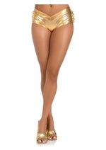 Leg Avenue Lame Ruffle Back Shorts - Gold - Large