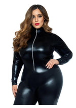 Leg Avenue Lame Zipper Front Cat Suit - 1x/2x