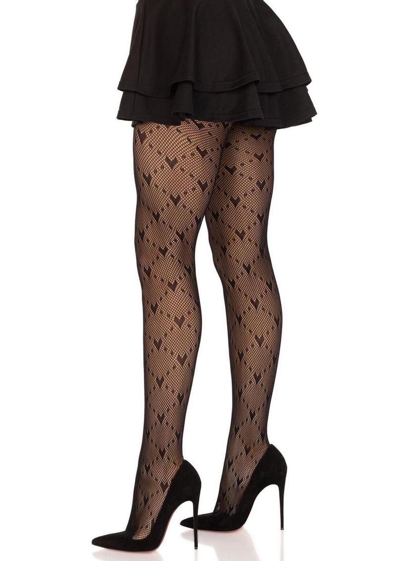 Leg Avenue Love Struck Heart Net Tights