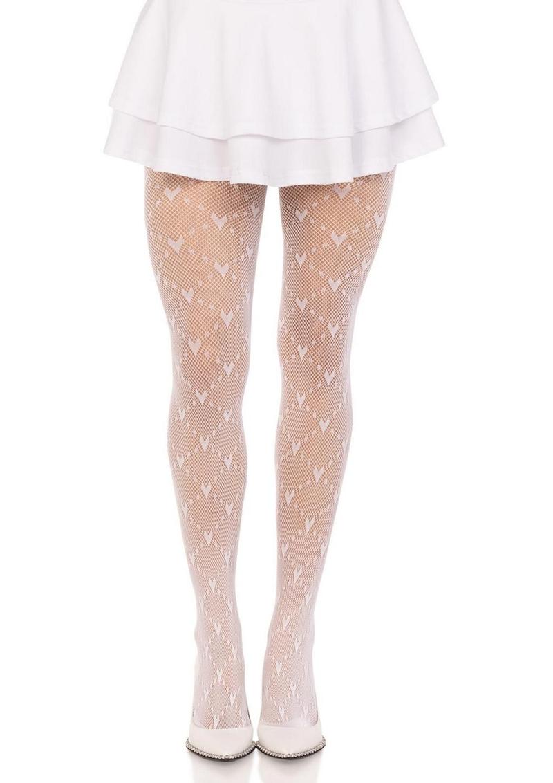 Leg Avenue Love Struck Heart Net Tights