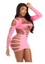 Leg Avenue Opaque Shredded Cut-Out Mini Dress