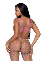 Leg Avenue Rainbow Net Cut-Out Footless Tank Bodystocking