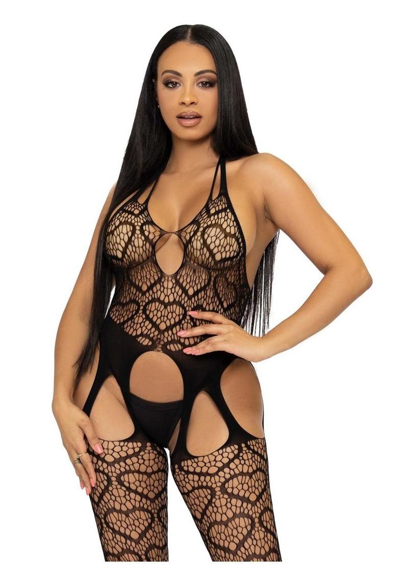 Leg Avenue Seamless Heart Net Suspender Bodystocking