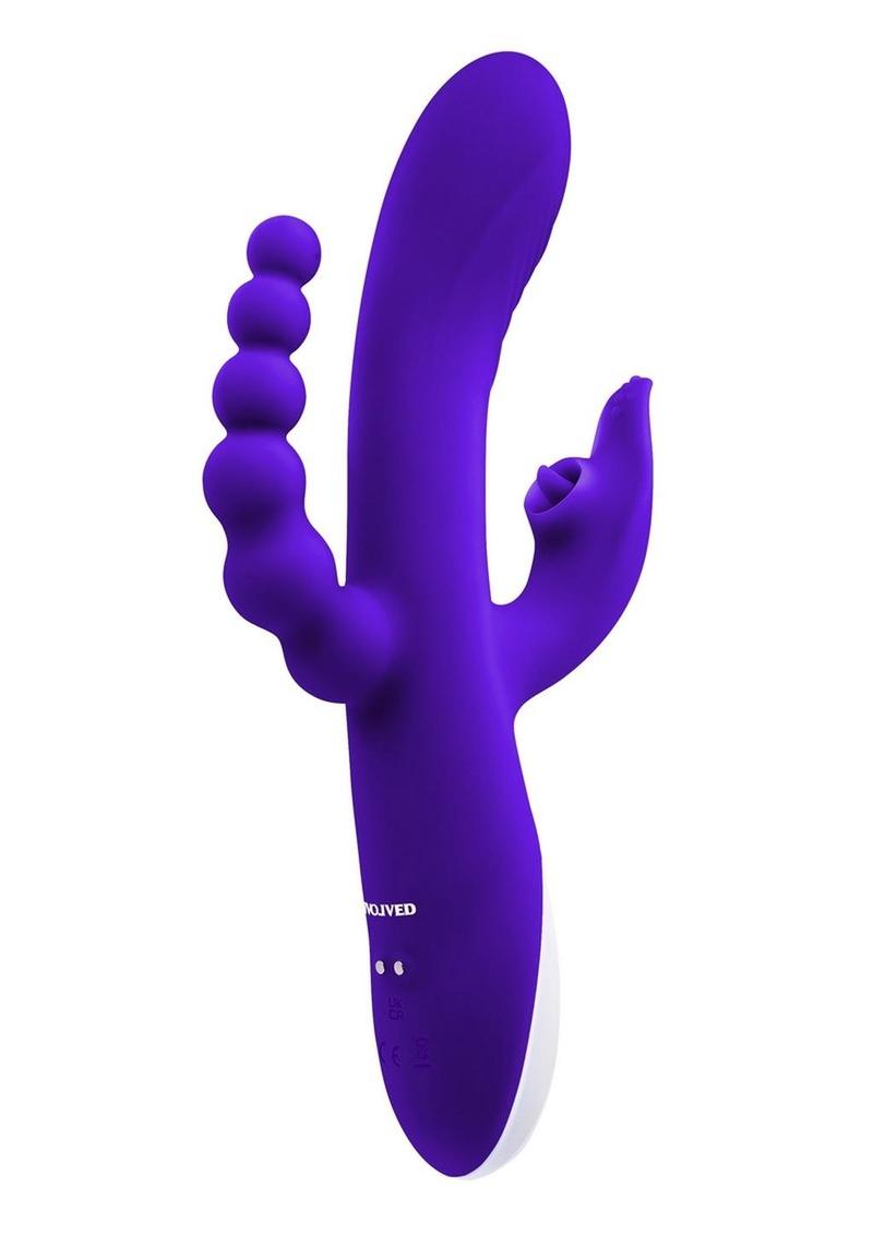 Lick Me Triple Stim Rechargeable Silicone Vibrator - Purple