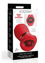 Lickgasm Kiss Me More Kissing, Sucking and Vibrating Rechargeable Silicone Clitoral Vibrator - Red