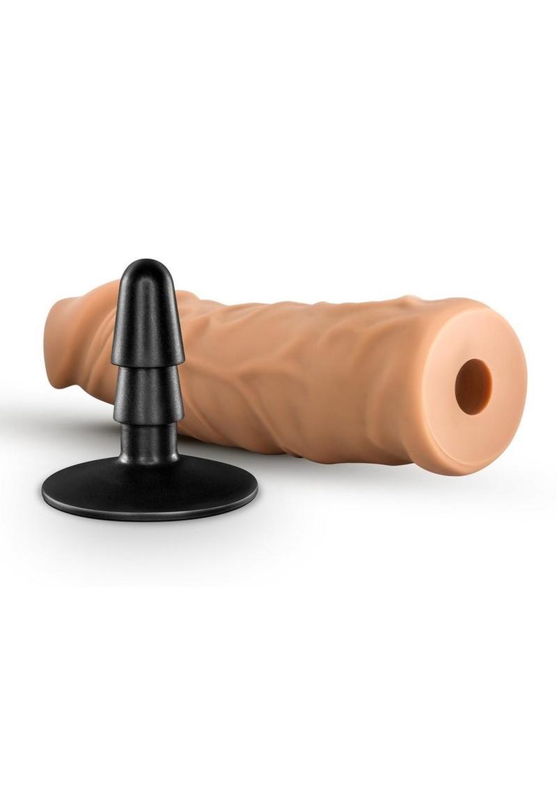 Lock On Argonite Dildo with Suction Cup Adapter - Caramel - 8in