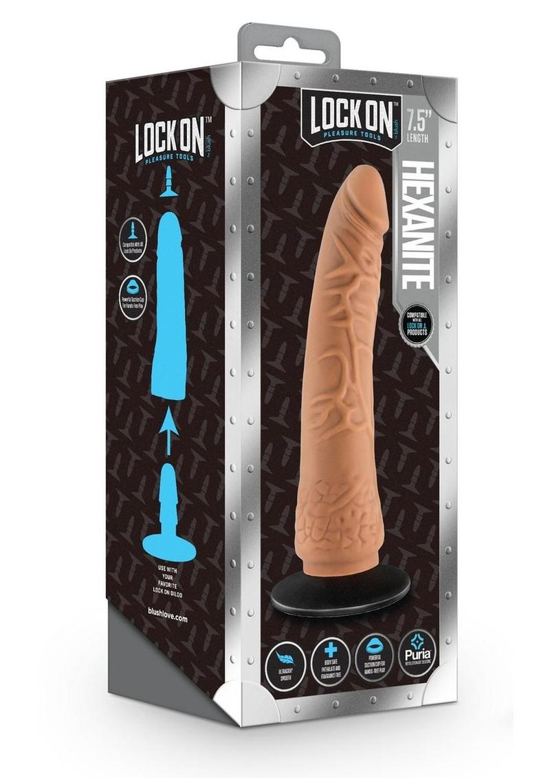 Lock On Hexanite Dildo with Suction Cup Adapter