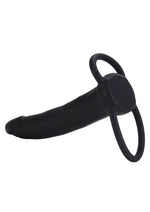 Love Rider Silicone Dual Penetrator Dildo Cock Ring - Black