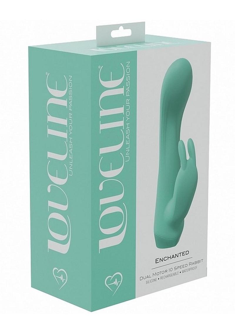 Loveline Enchanted Rechargeable Silicone Dual Motor Rabbit Vibrator - Green