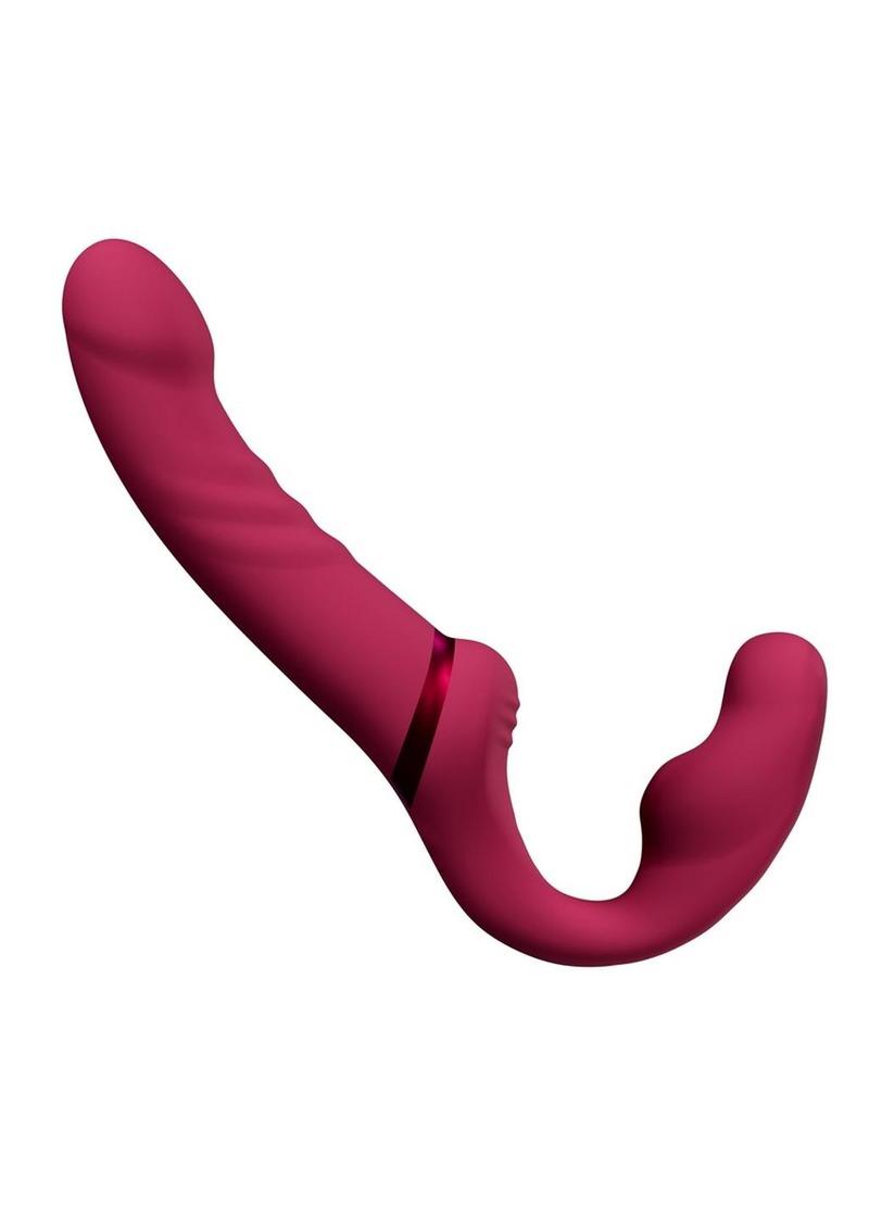 Lovense Lapis Rechargeable Silicone App Control Dual End Strapless Strap-On Vibrator - Magenta/Pink