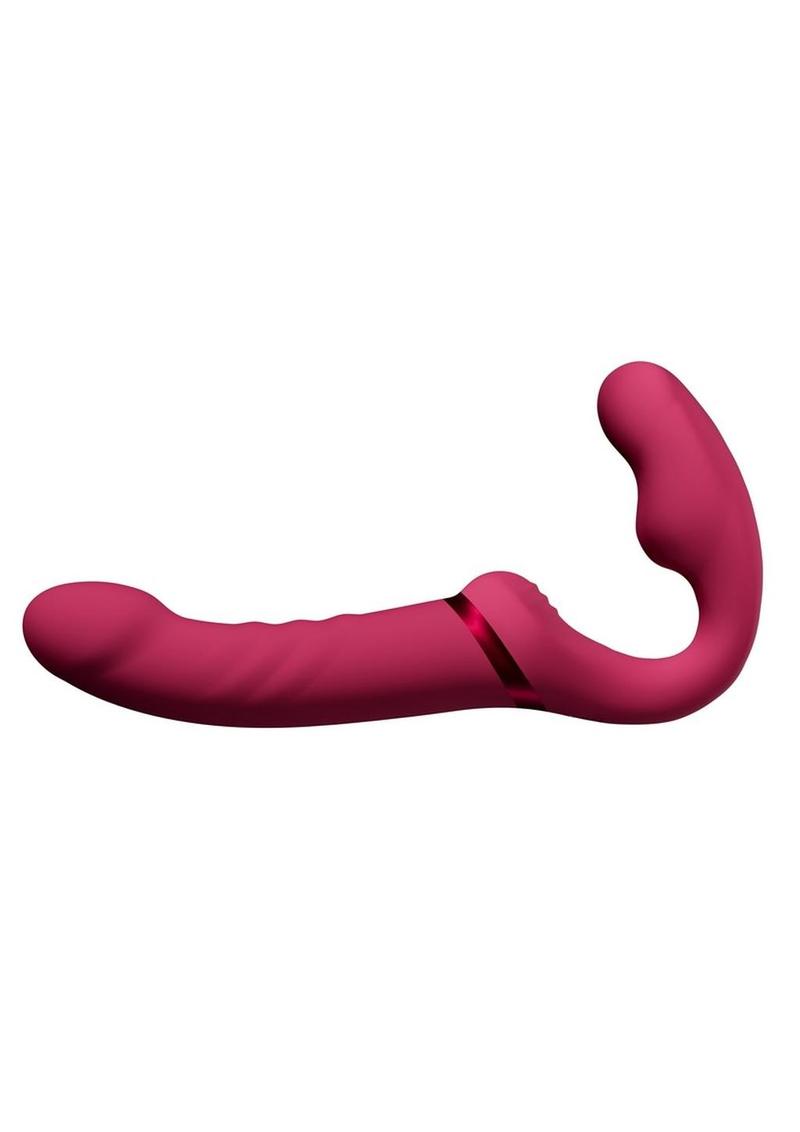 Lovense Lapis Rechargeable Silicone App Control Dual End Strapless Strap-On Vibrator - Magenta/Pink