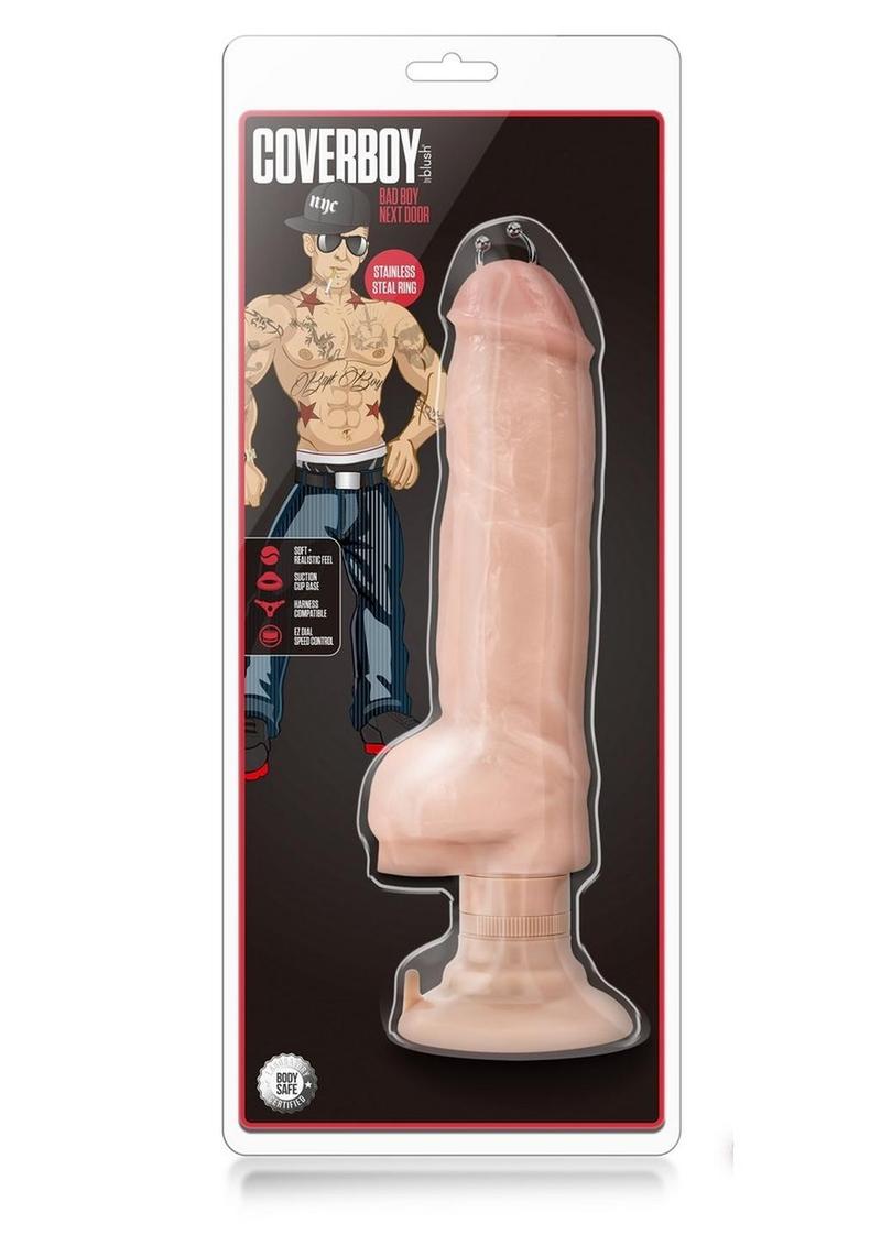 Loverboy Bad Boy Next Door Vibrating Dildo with Balls - Flesh/Vanilla - 13in