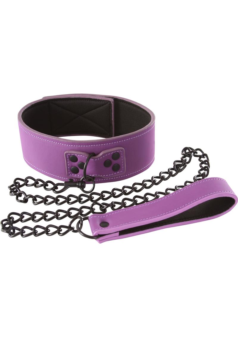 Lust Bondage Collar - Black/Purple