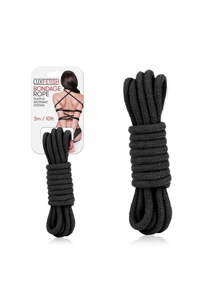 Lux Fetish Bondage Rope - Black - 10ft