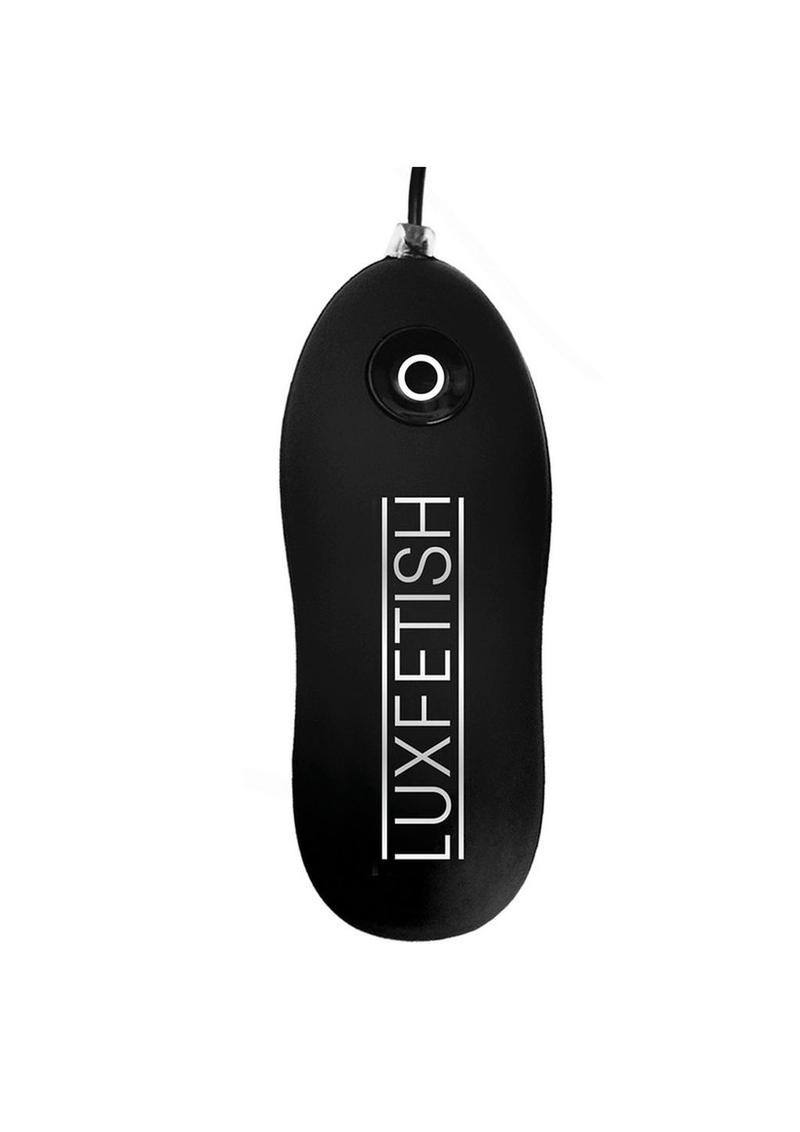 Lux Fetish Inflatable Vibrating Butt Plug with Suction Base and Remote Control - Black - 4in