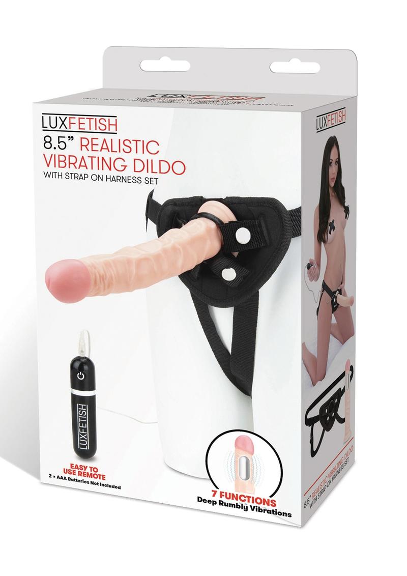 Lux Fetish Realistic Vibrating Dildo with Harness Remote Control