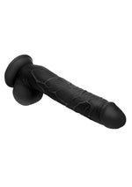 Master Cock Long Logan Dildo with Balls - Black - 10in