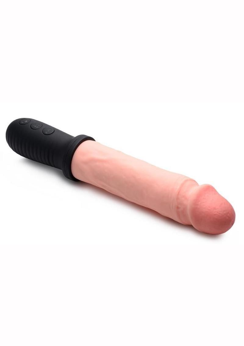 Master Series 8x Auto Pounder Rechargeable Silicone Vibrating and Thrusting Dildo with Handle