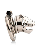 Master Series Caged Cougar Stainless Steel Locking Chastity Cage - Silver