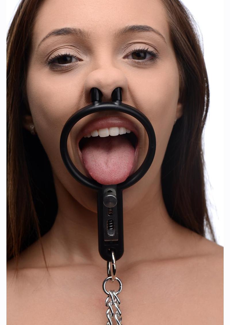 Master Series Degraded Mouth Spreader with Nipple Clamps - Black