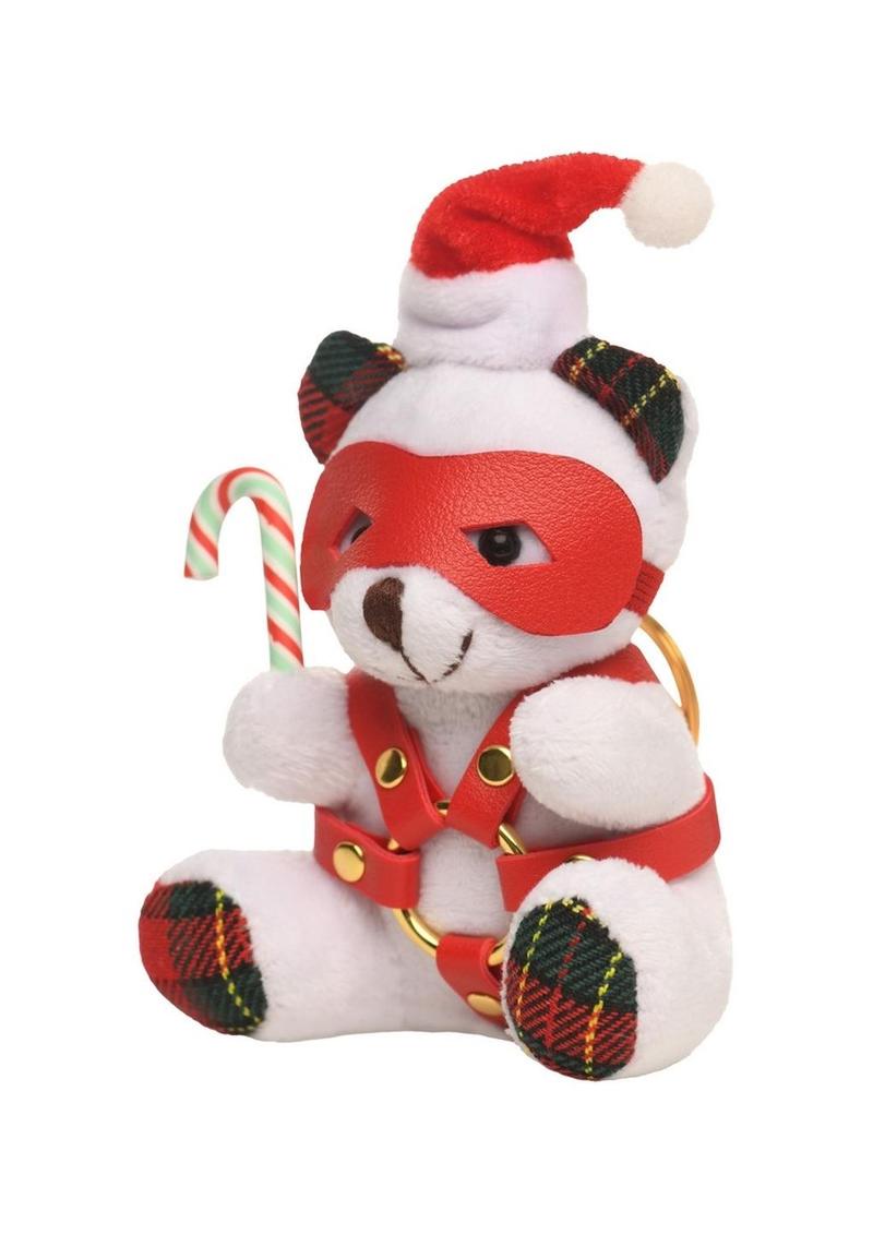 Master Series Holiday Bondage Bear Keychain - Green/Red/White