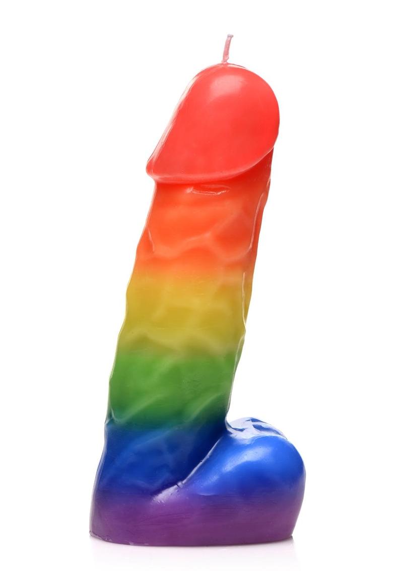 Master Series Pride Pecker Rainbow Drip Candle - Multicolor