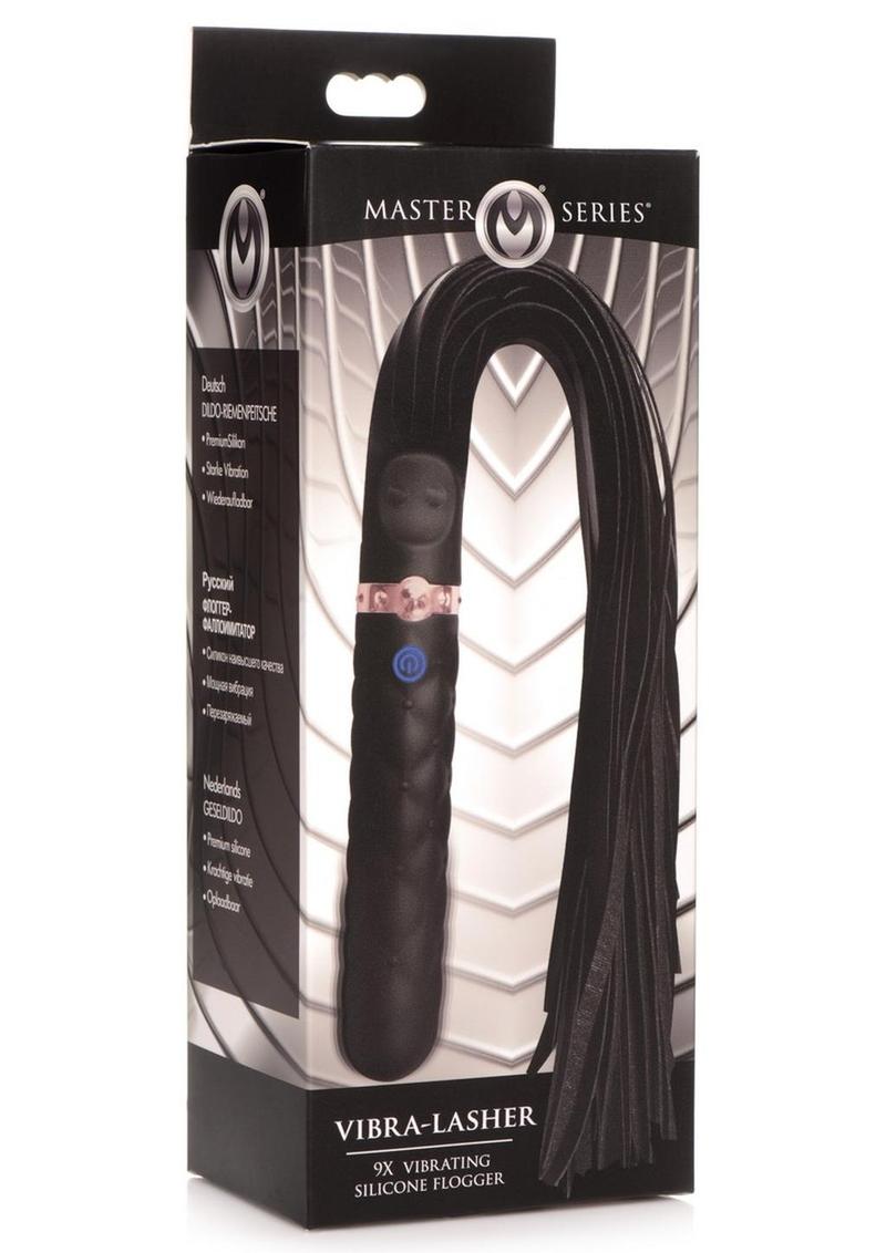 Master Series Vibra-Lasher 9x Vibrating Silicone Dildo Flogger