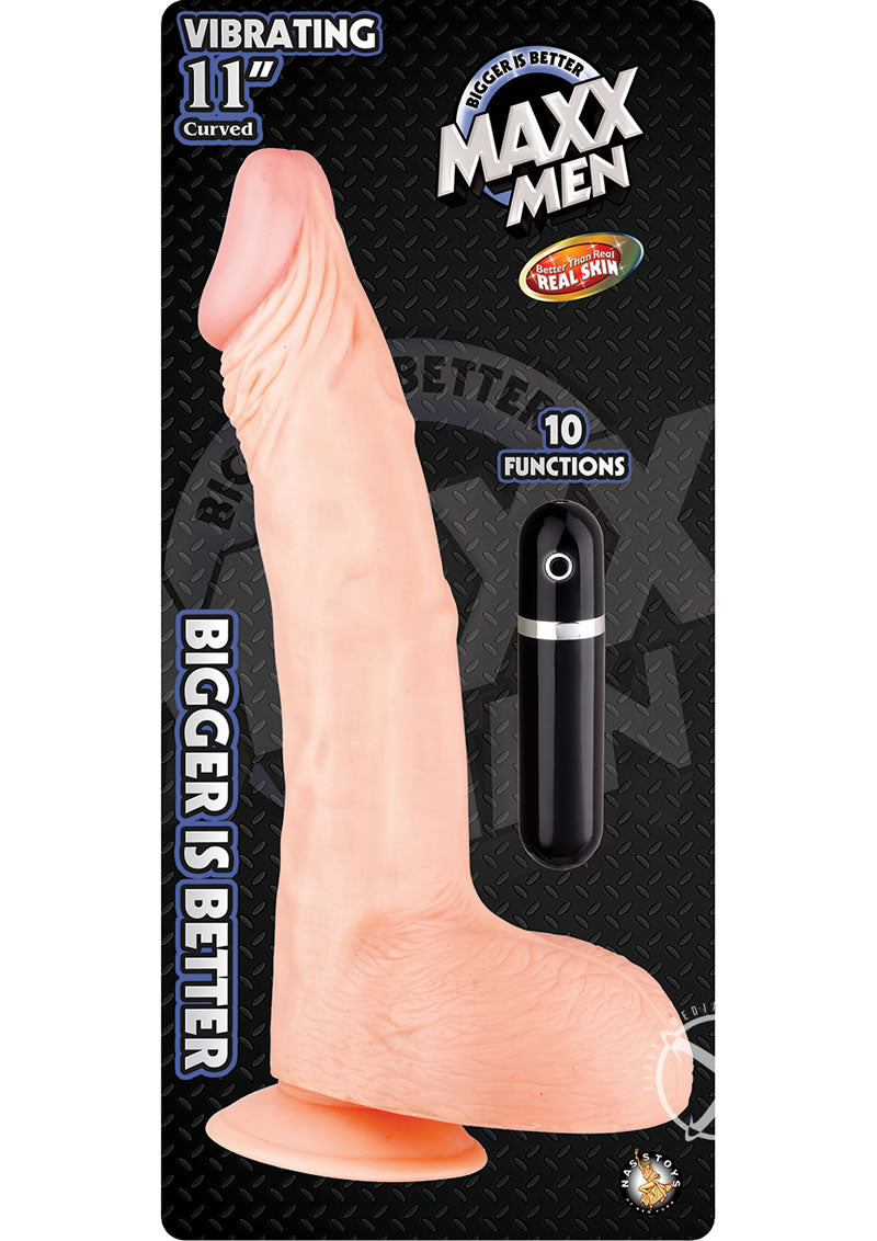 Maxx Men Curved Vibrating Dildo - Vanilla - 11in