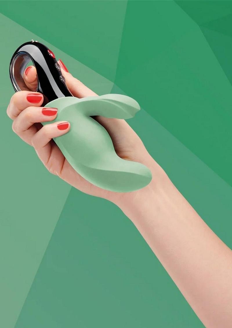 Miss Bi Silicone Vibrator with Clitoral Stimulator - Jade