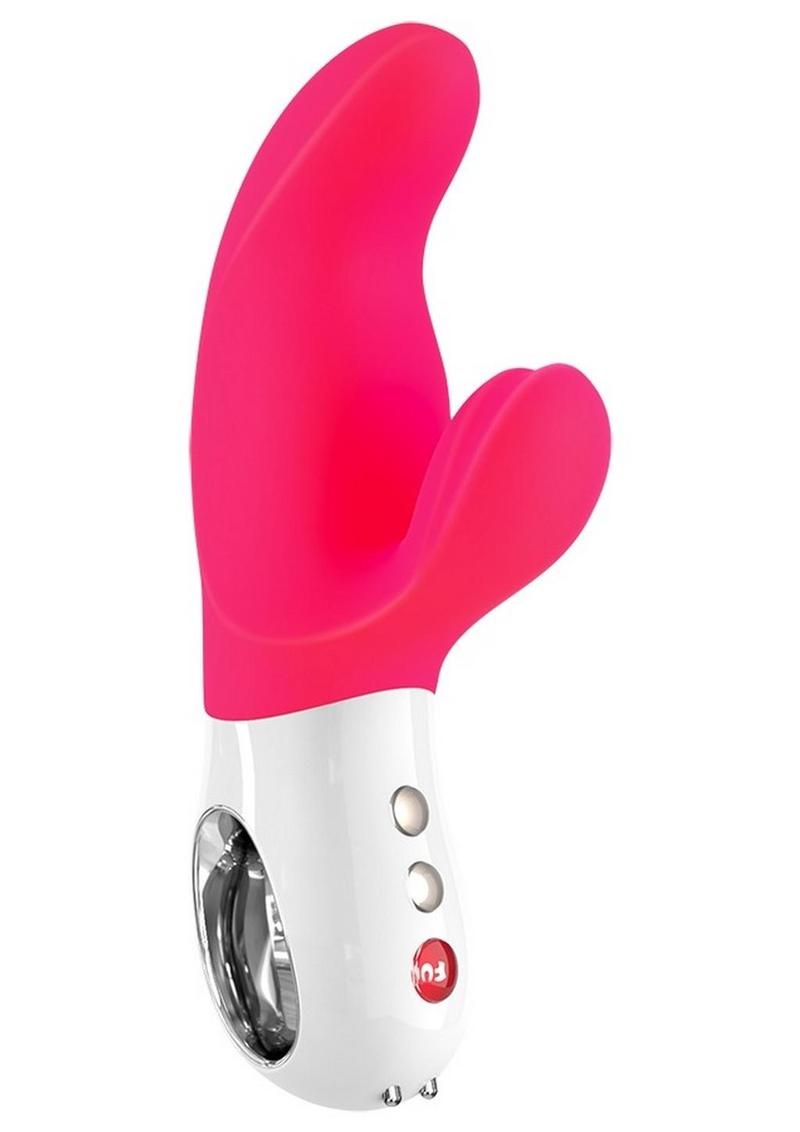 Miss Bi Silicone Vibrator with Clitoral Stimulator - Pink