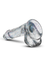 Naturally Yours Glitter Dildo with Balls - Clear - 6in