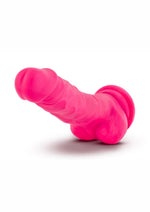 Neo Dual Density Dildo with Balls - Neon Pink/Pink - 7.5in