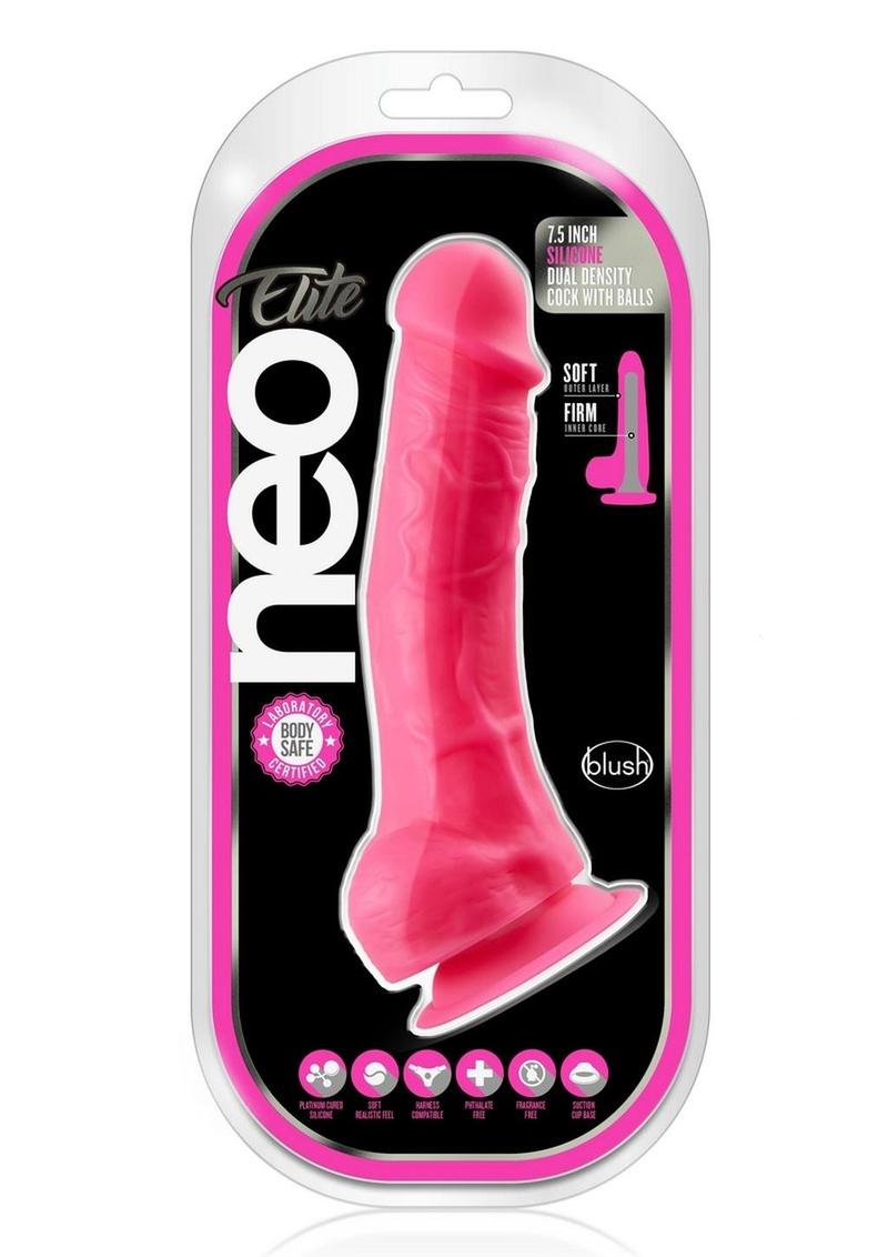 Neo Elite Silicone Dual Density Dildo with Balls