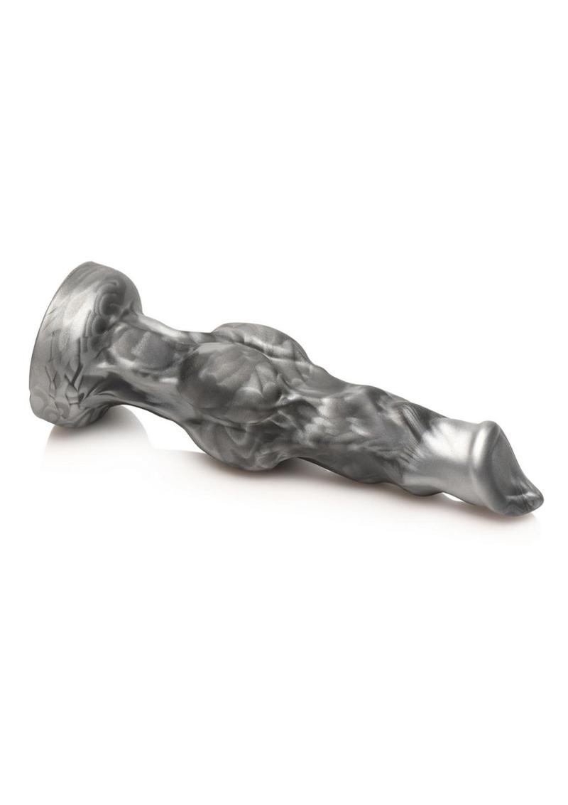 Night Prowler Silicone Dildo - Black/Silver - Small