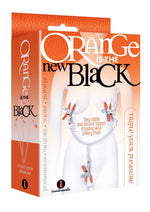 Orange Is The New Black Triple Your Pleasure Nipple and Clitoral Clamps with Chain - Orange