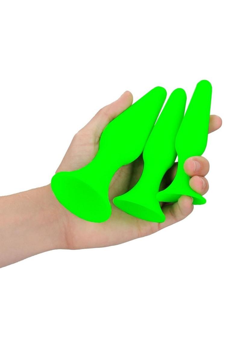 Ouch! Butt Plug - Glow In The Dark/Green - Set