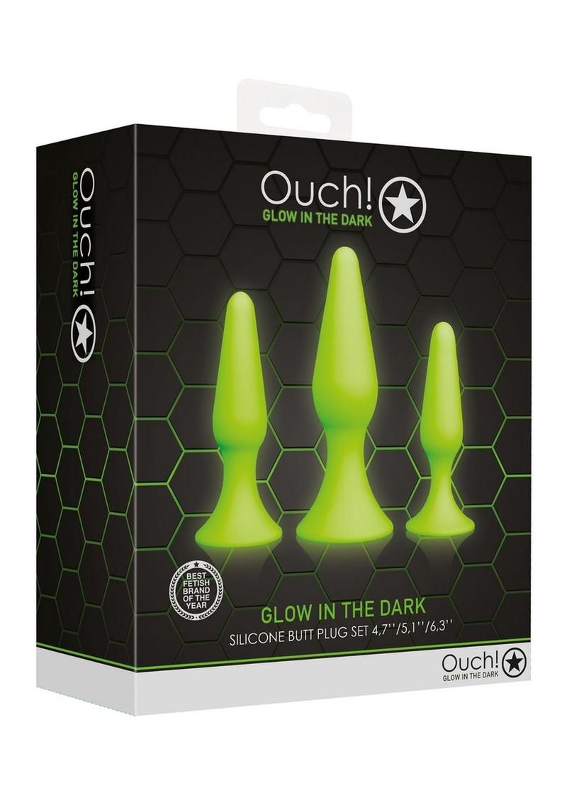 Ouch! Butt Plug - Glow In The Dark/Green - Set