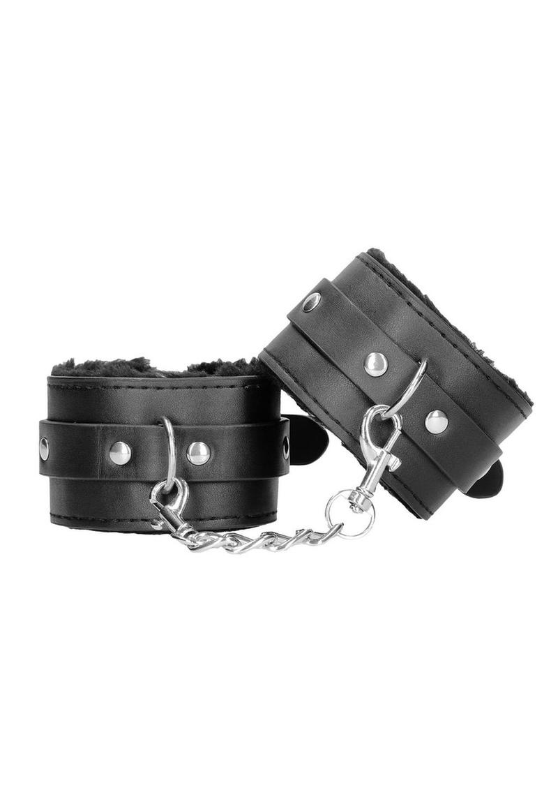 Ouch! Plush Bonded Leather Hand Cuffs